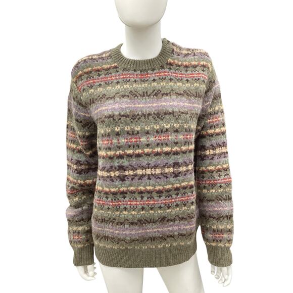 Vintage Polo By Ralph Lauren Sweater Women’s SZ M Merino Wool Blend Green &Brown - Picture 1 of 6